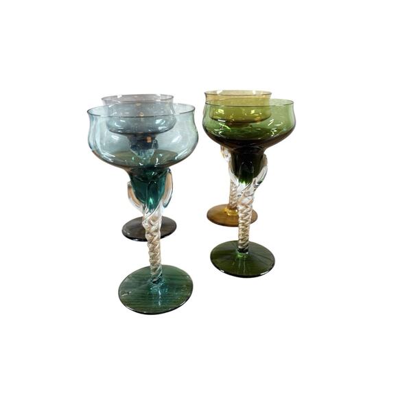 Cut to Clear Crystal Glass Long Stem Champagne Glasses Vtg Czech Glass Bohemian - Picture 1 of 10